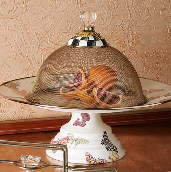 Mackenzie Childs Cake Dome Courtly Check Glass