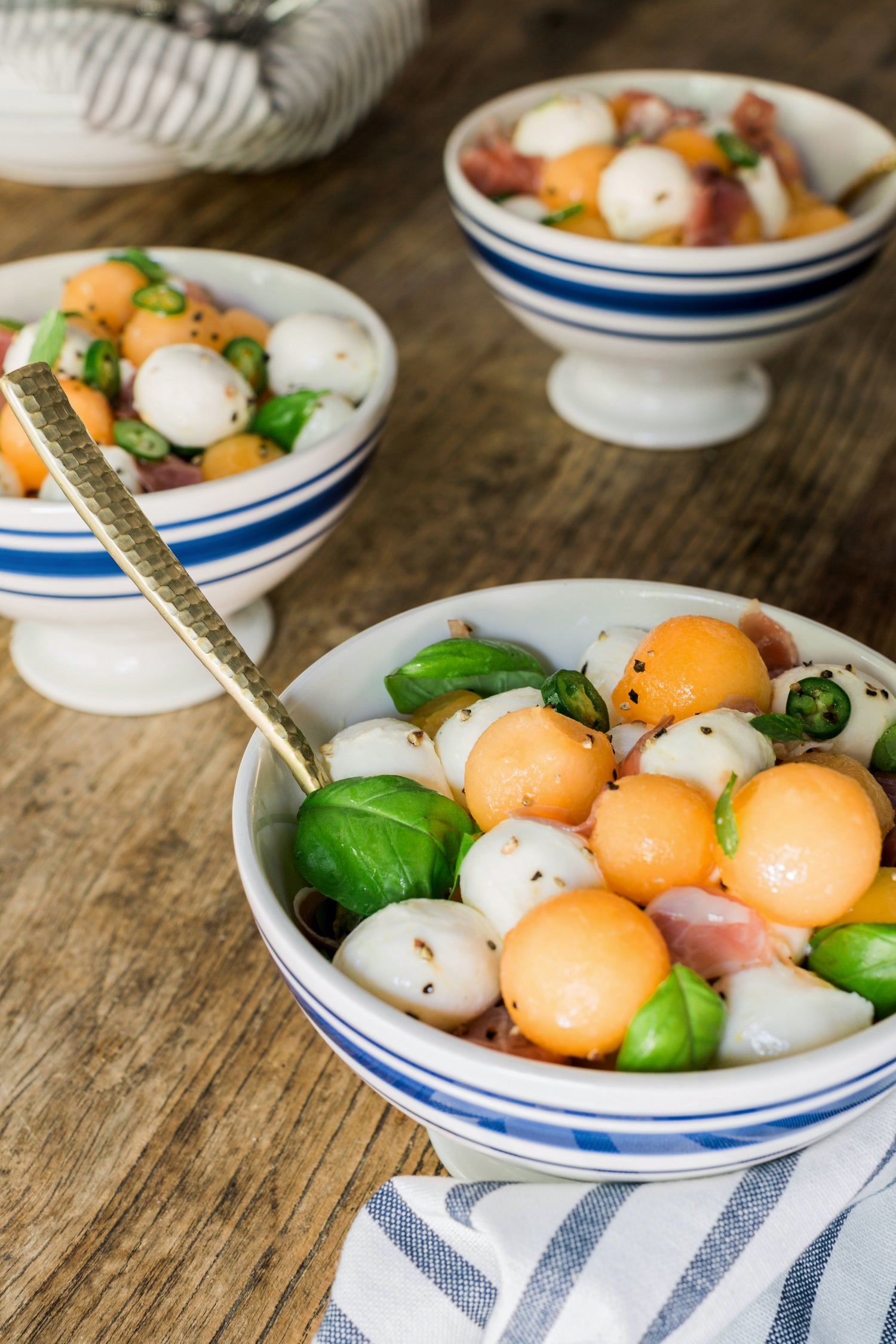 Summer Melon & Mozzarella Salad with Fresh Prosciutto, Basil & Mint