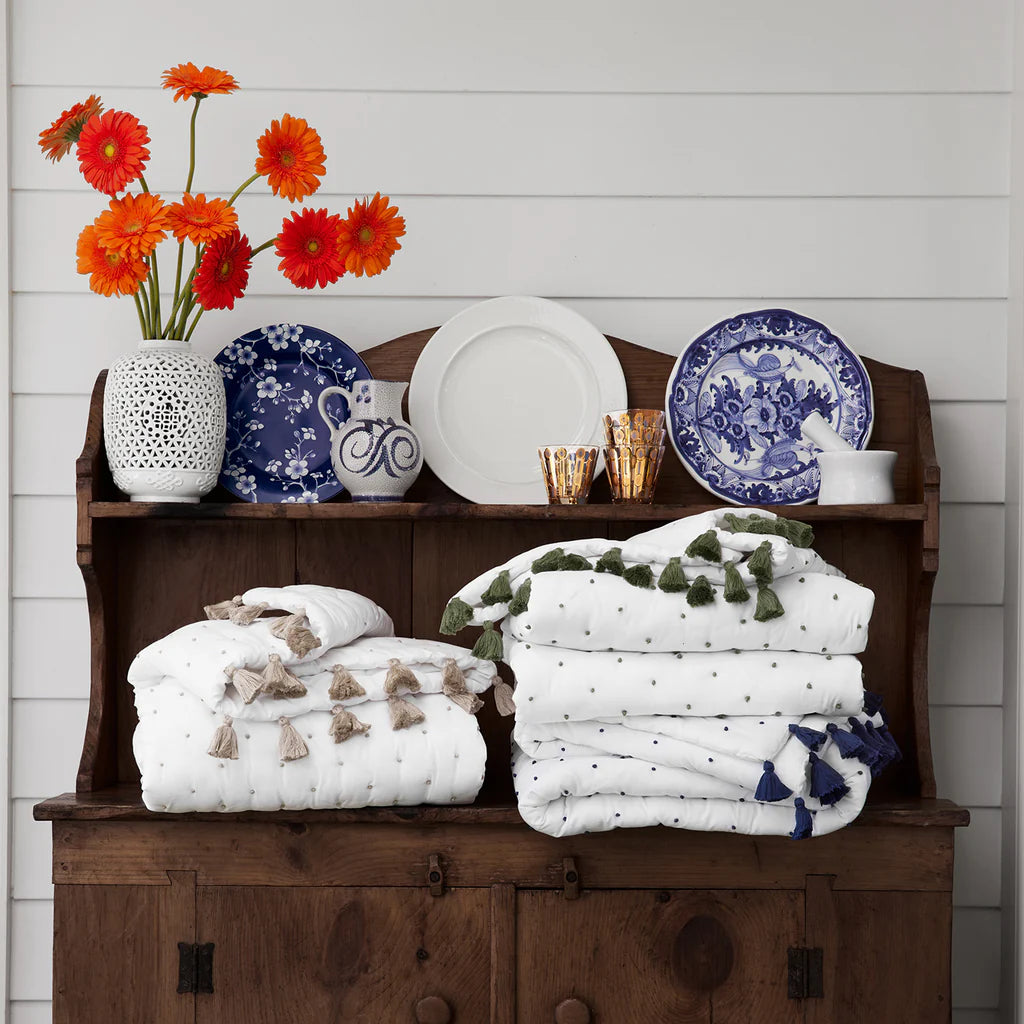 John Robshaw French Knot Indigo Throw