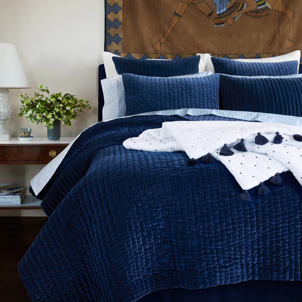 John Robshaw French Knot Indigo Throw