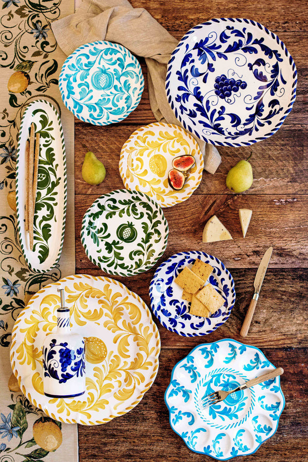 VIETRI Arezzo Green Narrow Oval Platter