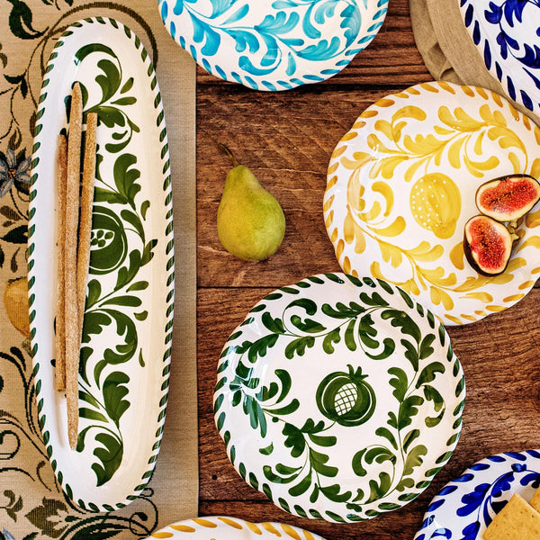VIETRI Arezzo Green Narrow Oval Platter