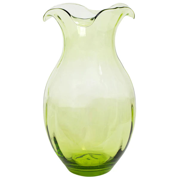 VIETRI Hibiscus Green Vertical Fluted Vase, Large