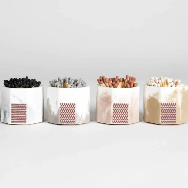 Taupe & White Match Holder With White Matches