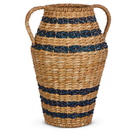 Extra Large Blue Striped Woven Urn