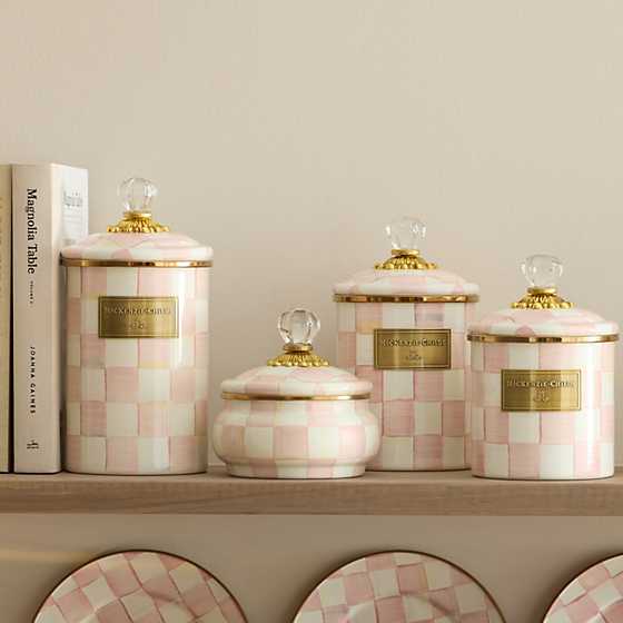 MacKenzie Childs Rosy Check Enamel Squashed Pot