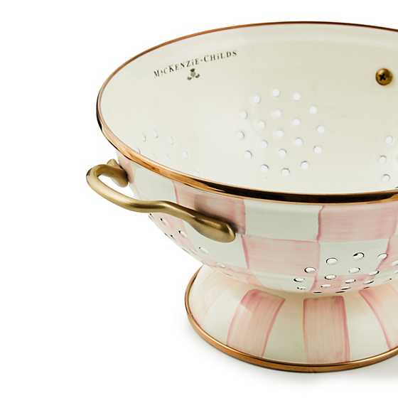 MacKenzie Childs Rosy Check Enamel Colander