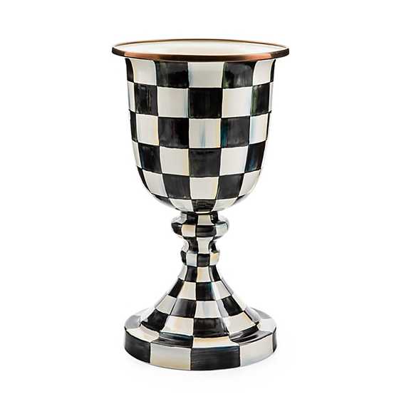 MacKenzie Childs Courtly Check Enamel Pedestal Vase