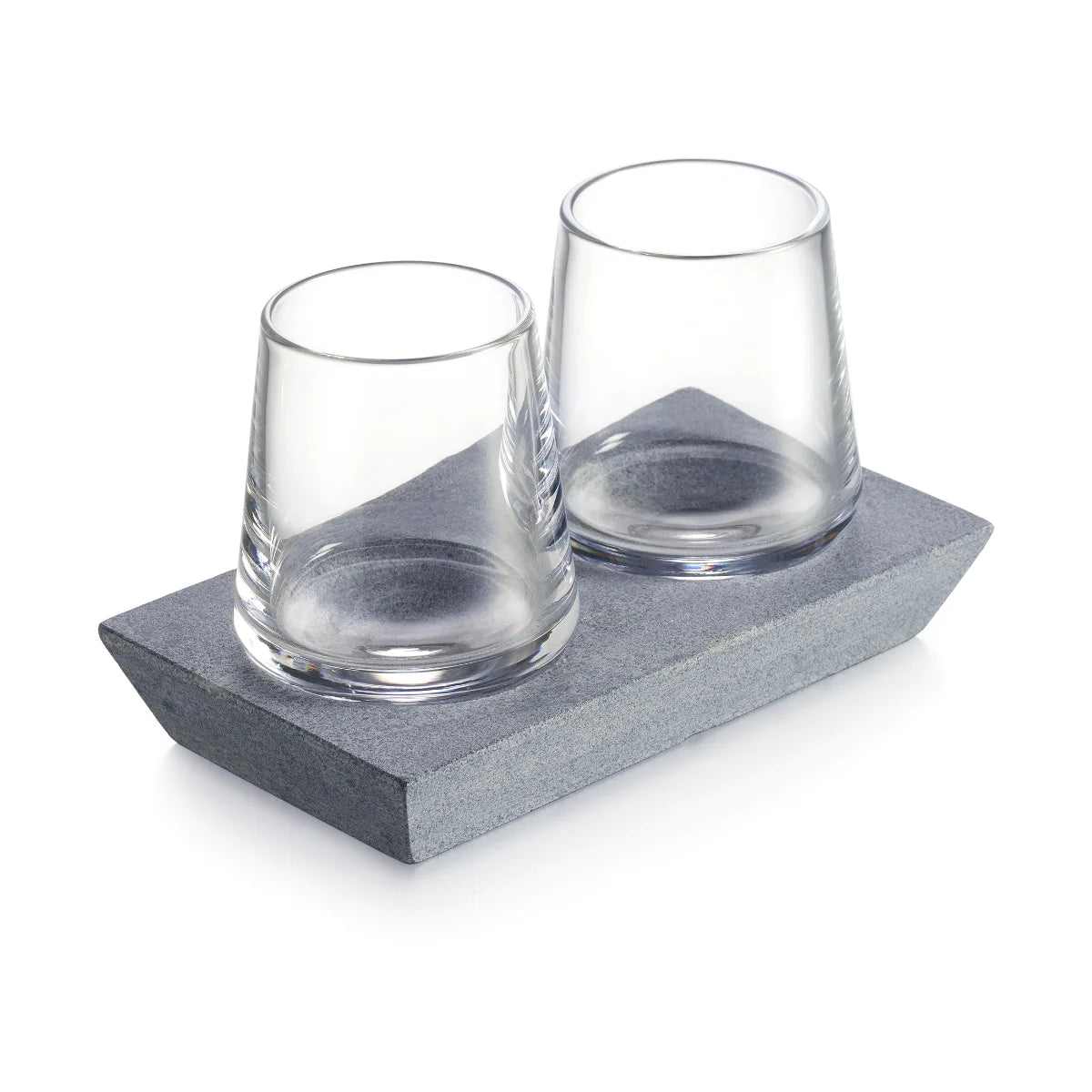 Simon Pearce Alpine Whiskey Set of 2 With Soapstone Base
