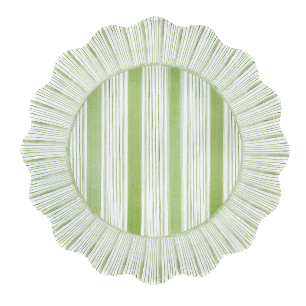 Juliska Cabana Stripe Melamine Dinner Plate - Seagrass