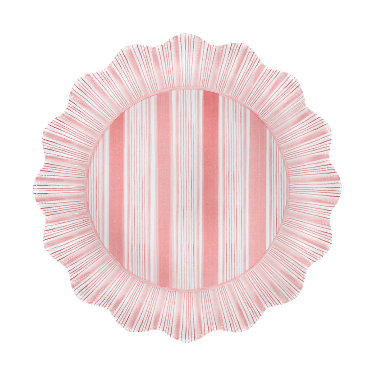 Juliska Cabana Stripe Melamine Dinner Plate - Coral