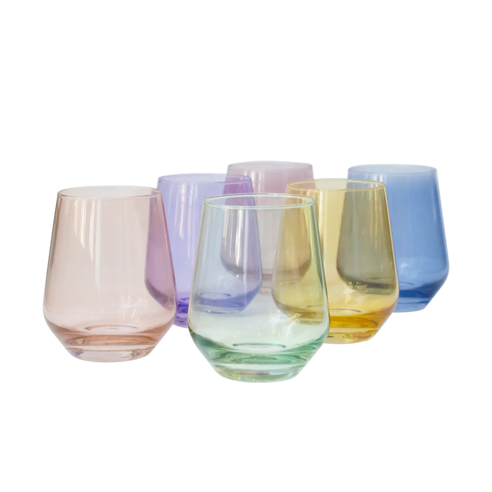 Estelle Mixed Pastel Stemless Wine Glasses