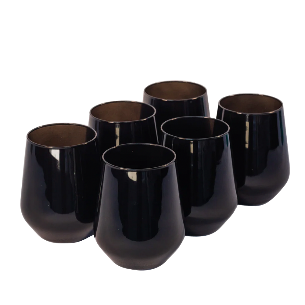Estelle Black Stemless Wine Glasses