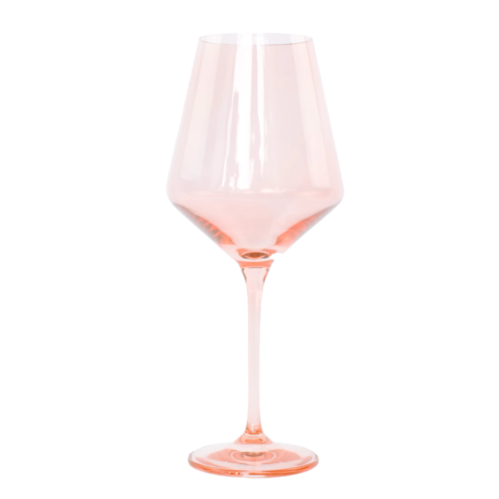 Estelle Colored Glass Hand-Blown Wine Glass 2-Piece Set - Blush