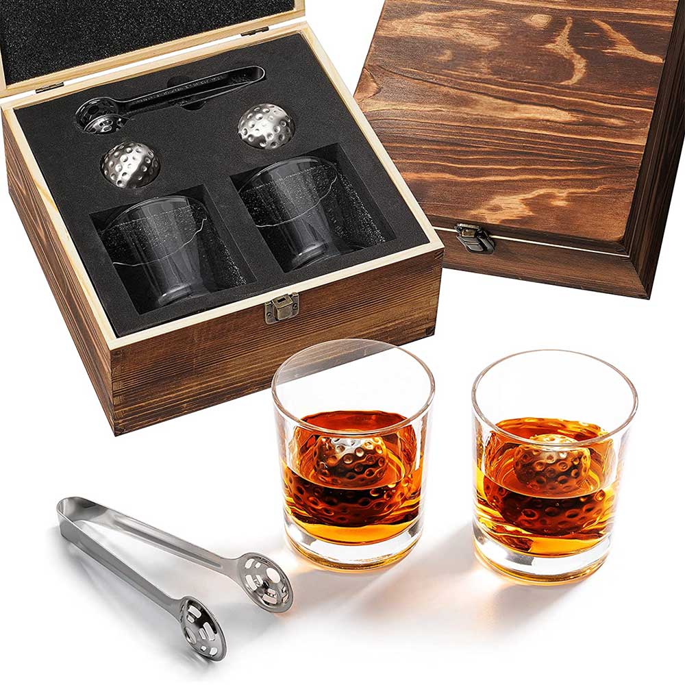 Golf Whiskey Glasses & Chillers Boxed Gift Set