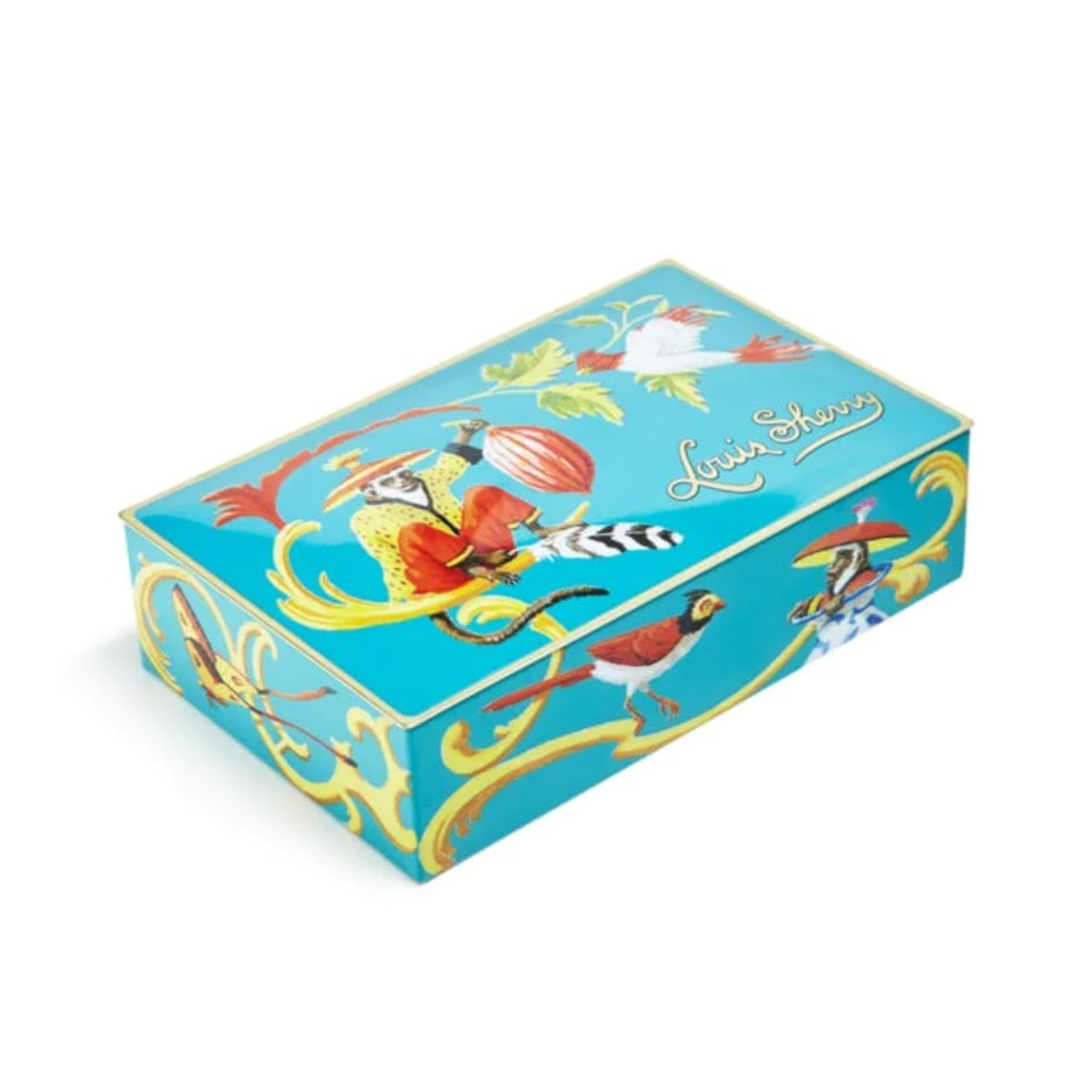 Louis Sherry Chocolate Tin, 12 Piece, Singerie Teal