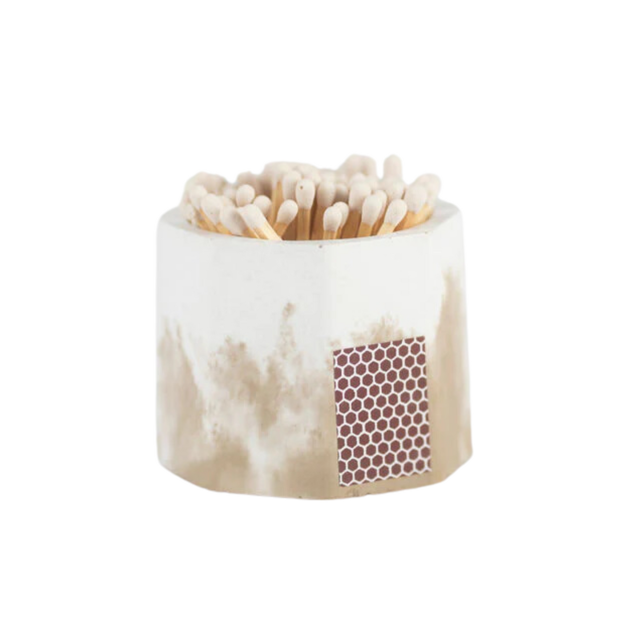Taupe & White Match Holder With White Matches