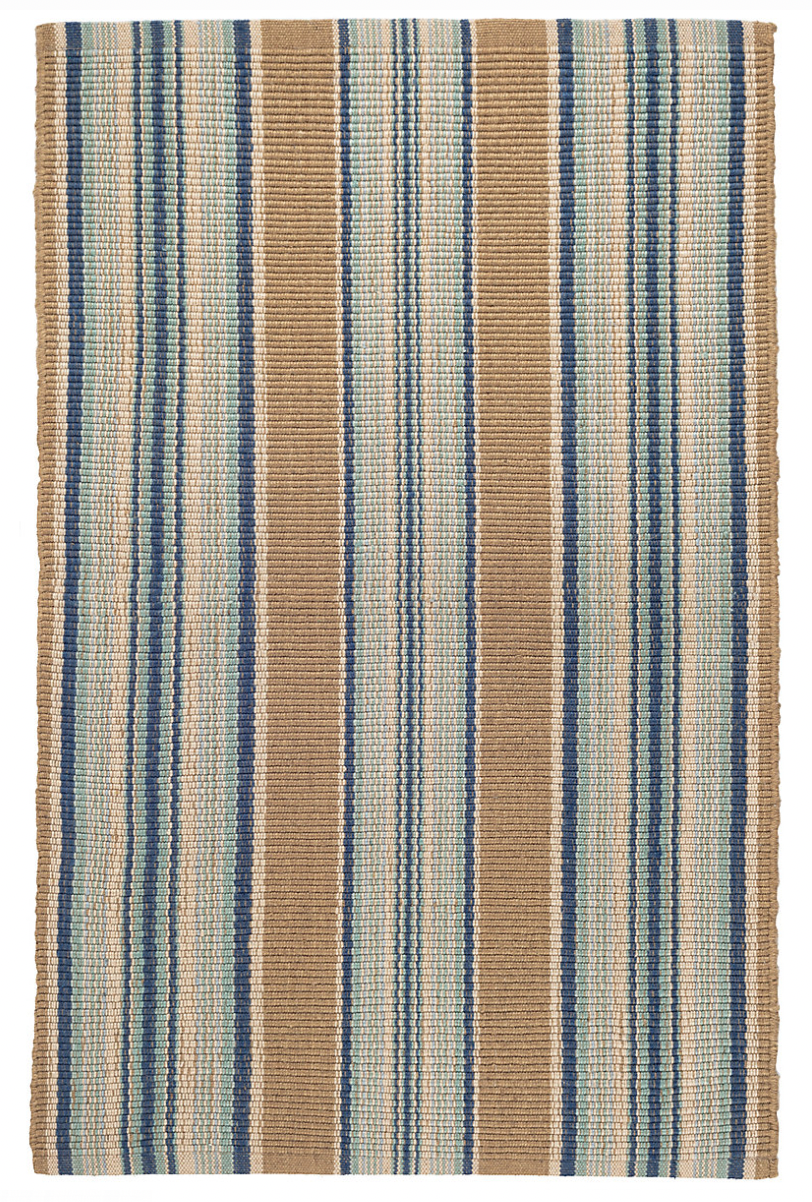 Dash & Albert Blue Heron Stripe Cotton Rug