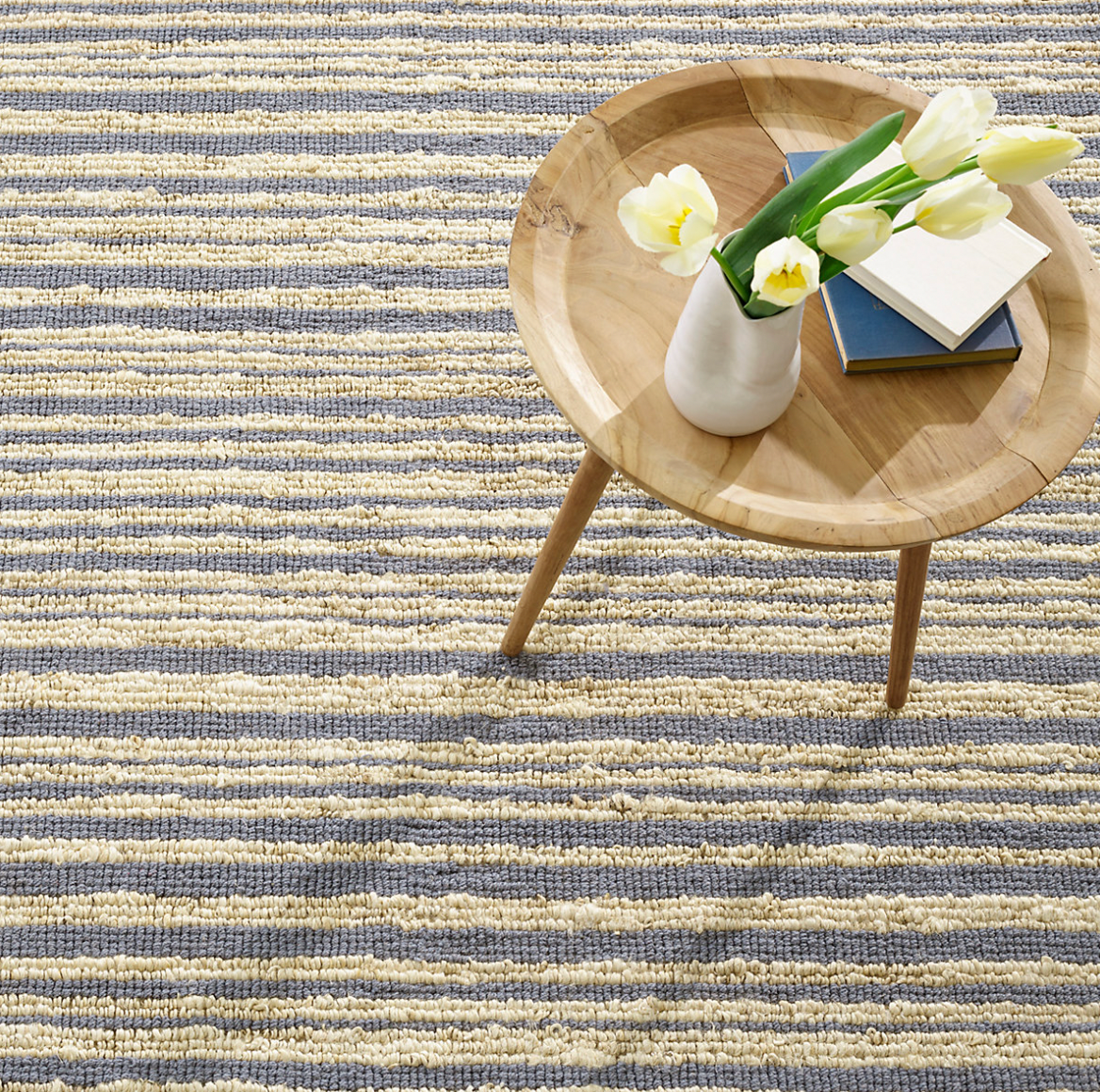 Dash & Albert Calder Stripe Pewter Blue Woven Jute Rug