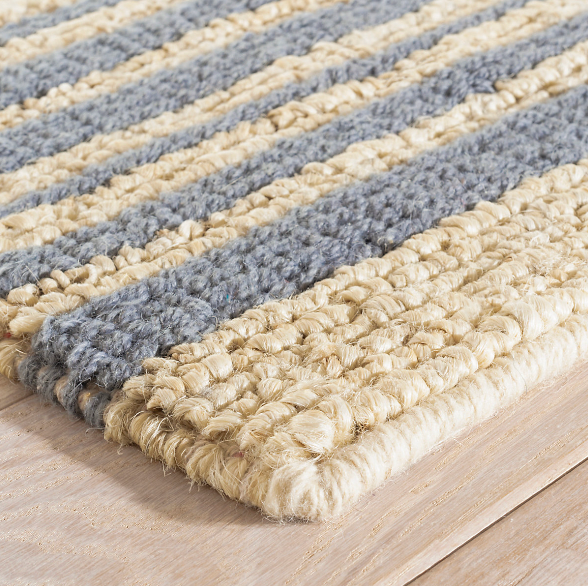 Dash & Albert Calder Stripe Pewter Blue Woven Jute Rug