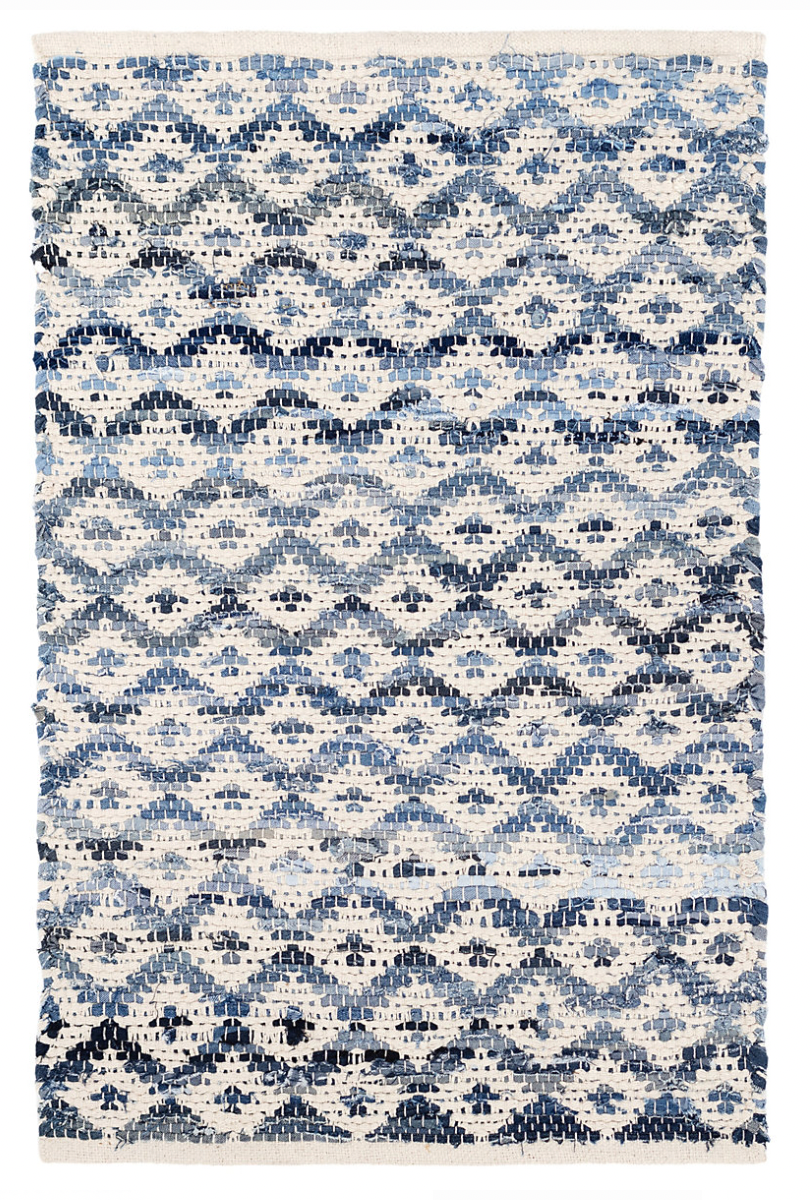 Dash & Albert Ivory Diamond Woven Cotton Denim Rag Rug