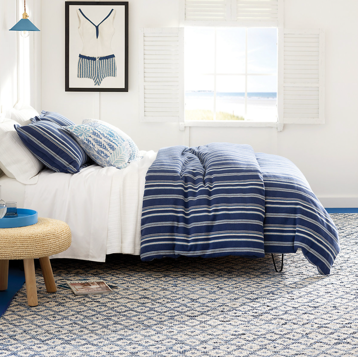 Dash & Albert Ivory Diamond Woven Cotton Denim Rag Rug