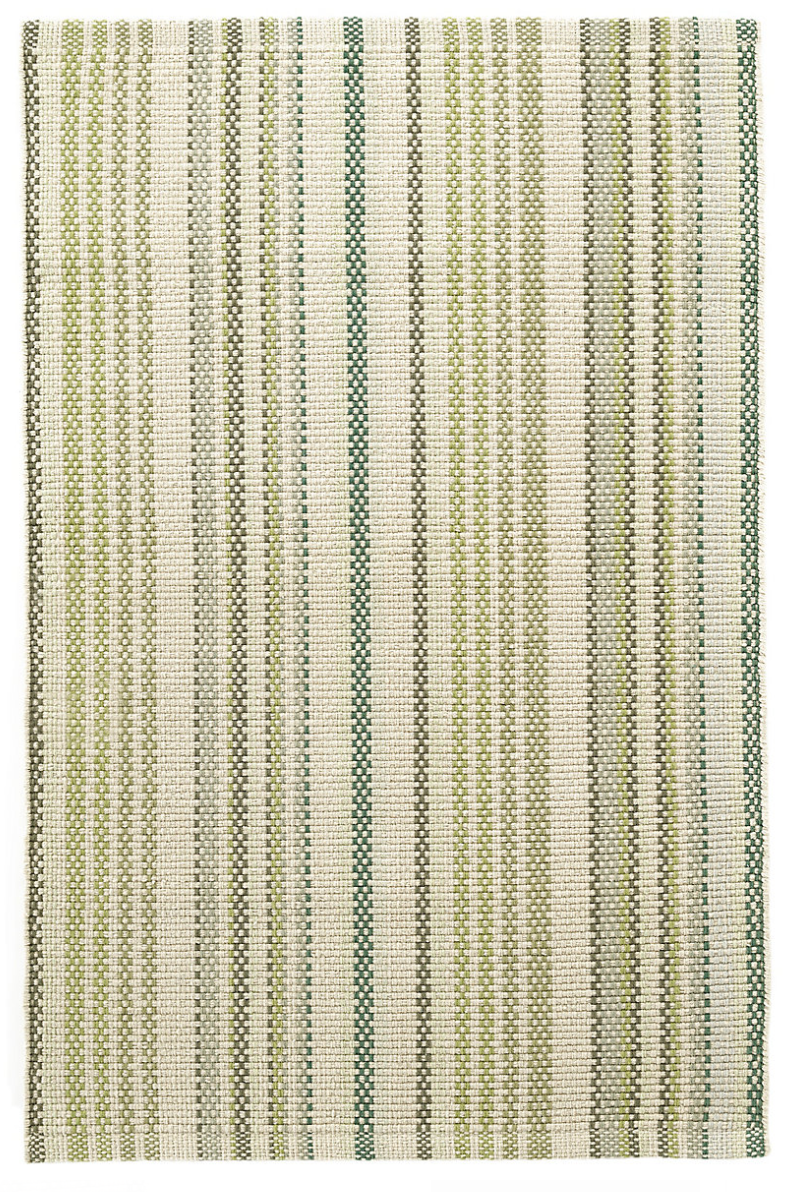 Dash & Albert Oslo Stripe Green Woven Cotton Rug
