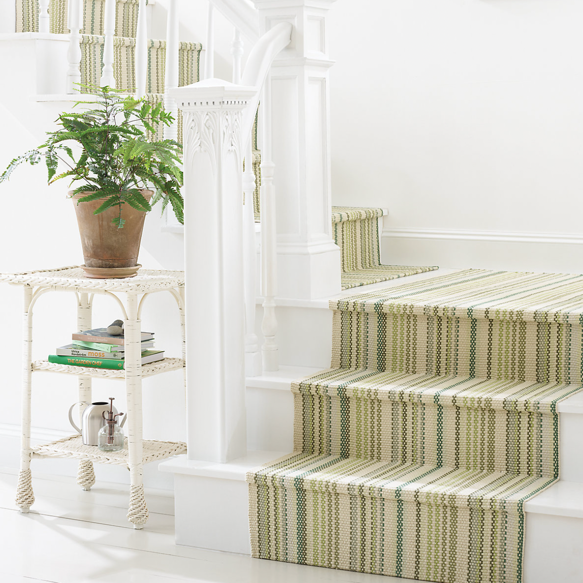 Dash & Albert Oslo Stripe Green Woven Cotton Rug