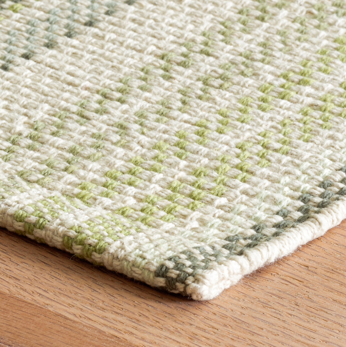 Dash & Albert Oslo Stripe Green Woven Cotton Rug