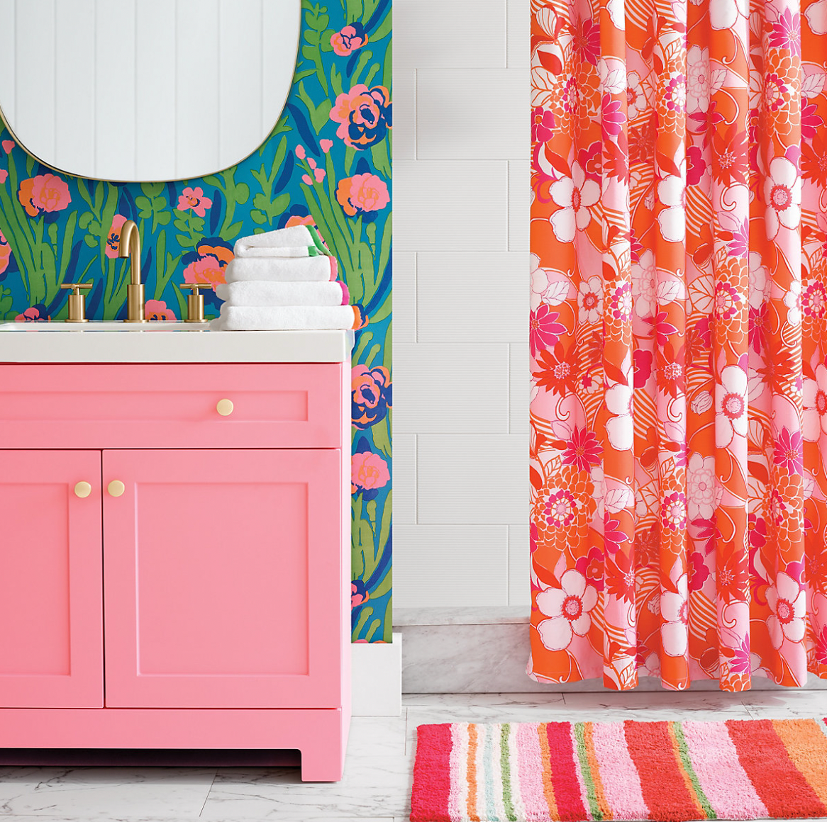 Pine Cone Hill Signature Banded White/Fuchsia Towel