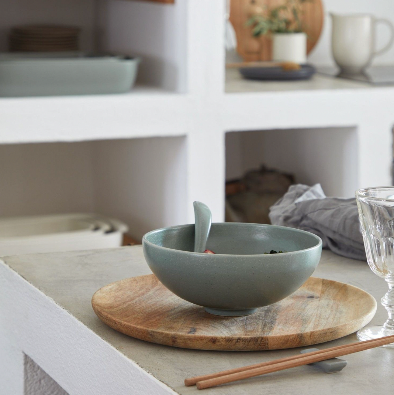 Casafina Pacifica Ramen Bowl Set, Artichoke