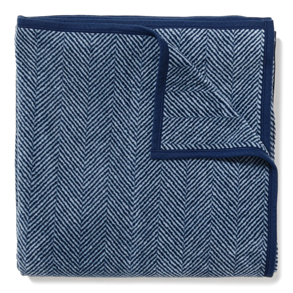 ChappyWrap Navy Harborview Herringbone Blanket, Family Size