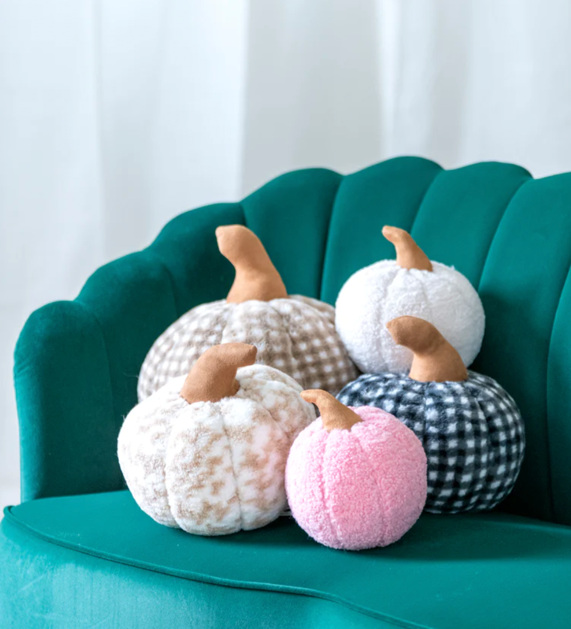 Medium Tan & White Sherpa Pumpkin Pillow