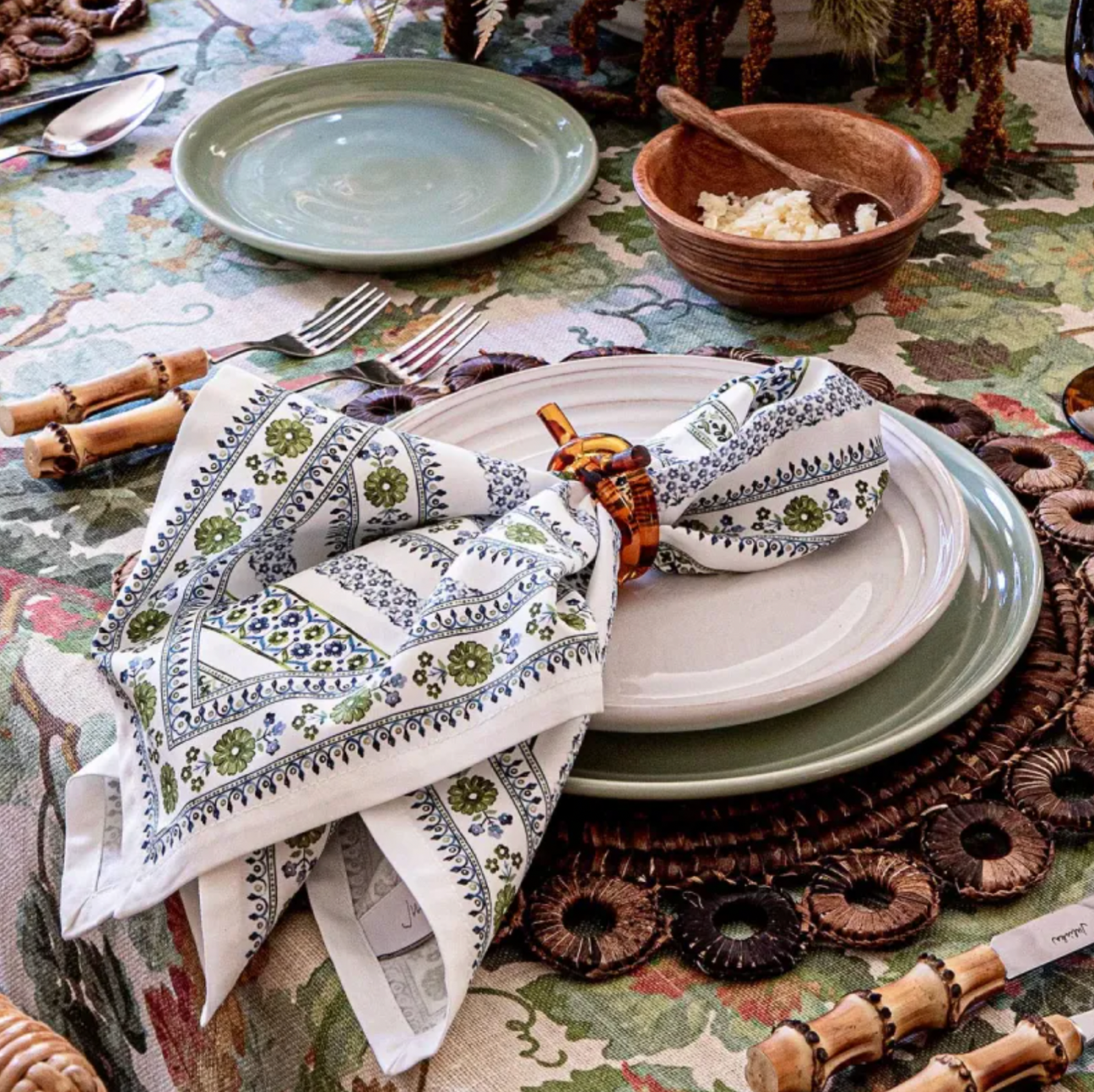 Juliska Seville Stripe Napkin, Green
