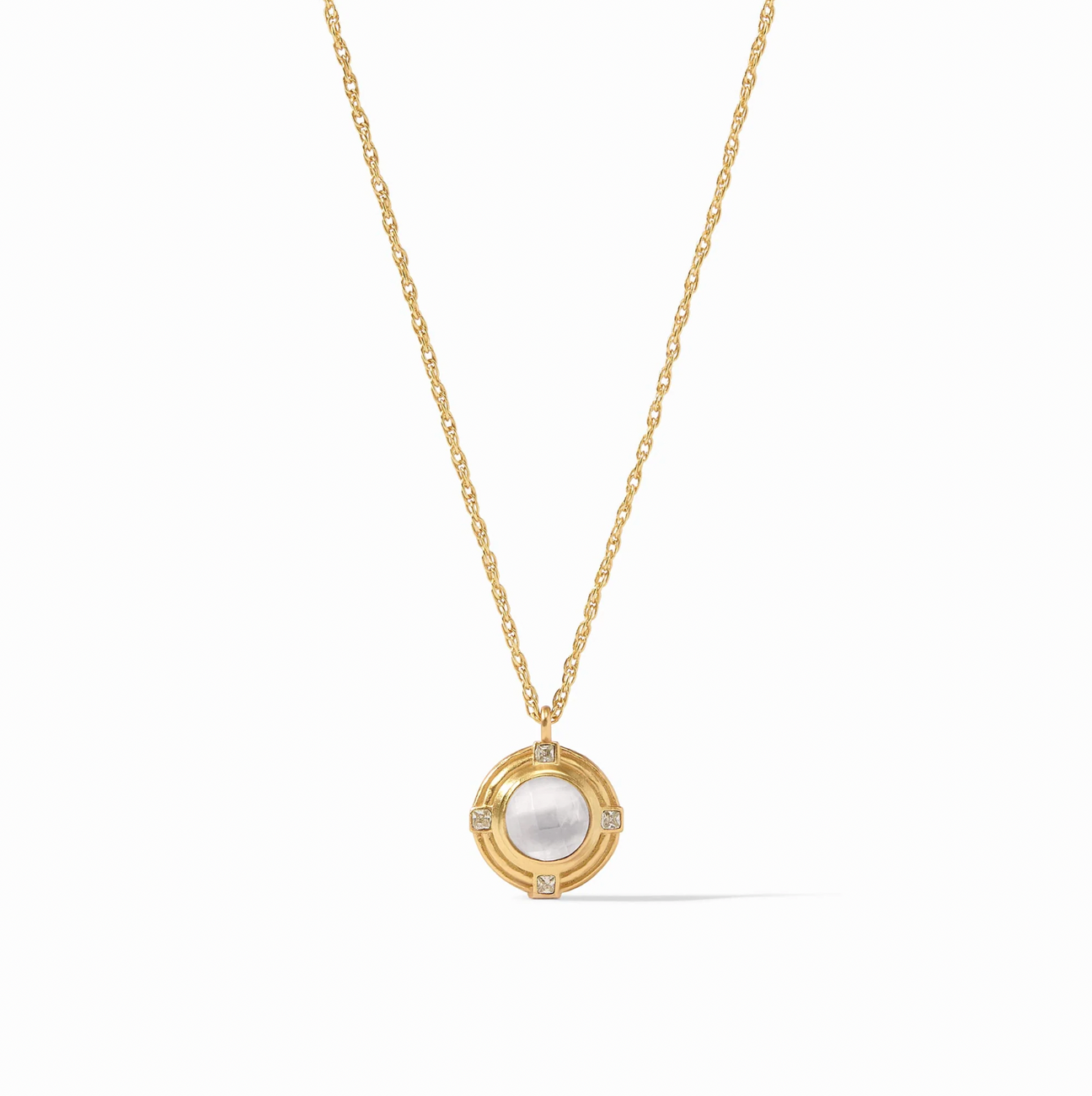 Julie Vos Astor Solitaire Necklace, Clear Crystal