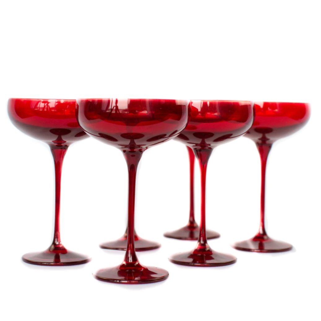 Estelle Red Coupe Glasses