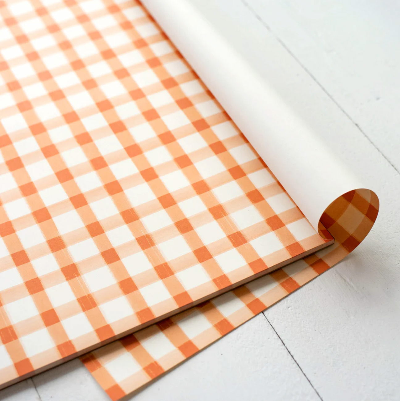 Orange Painted Check Paper Placemats - Set of 24