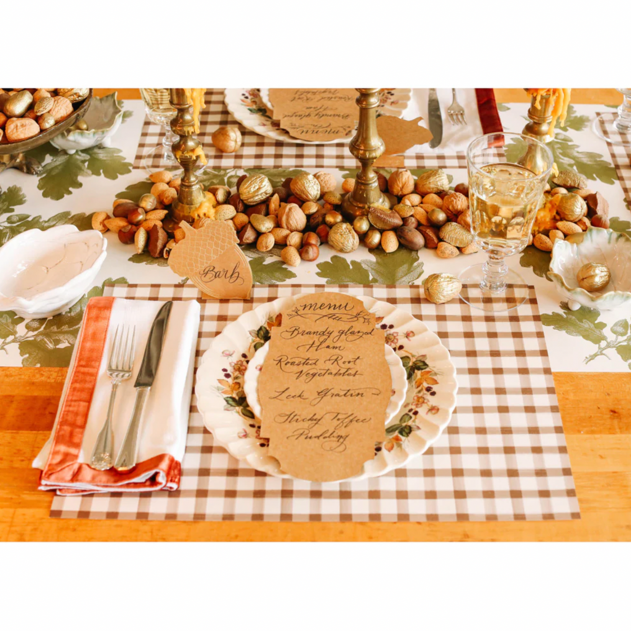 Brown Painted Check Placemat- 24 Sheets