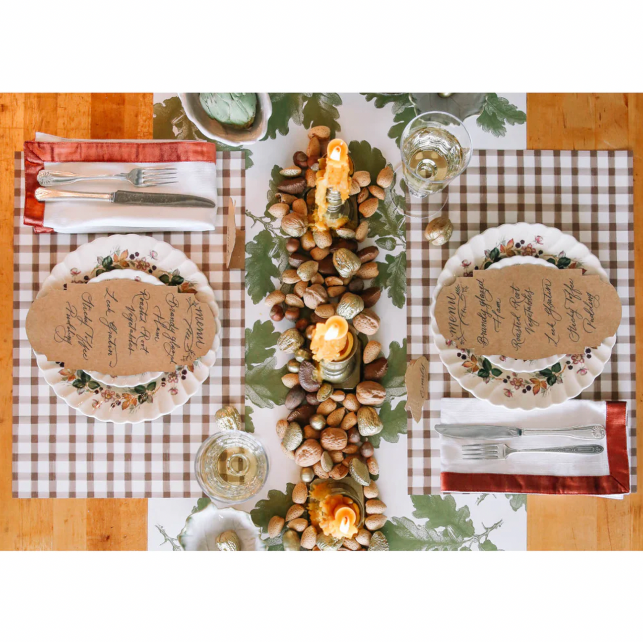 Brown Painted Check Placemat- 24 Sheets