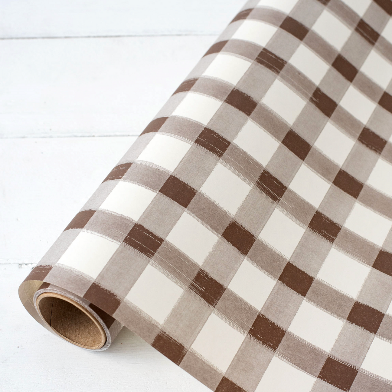 Brown Painted Check Paper Table Runner