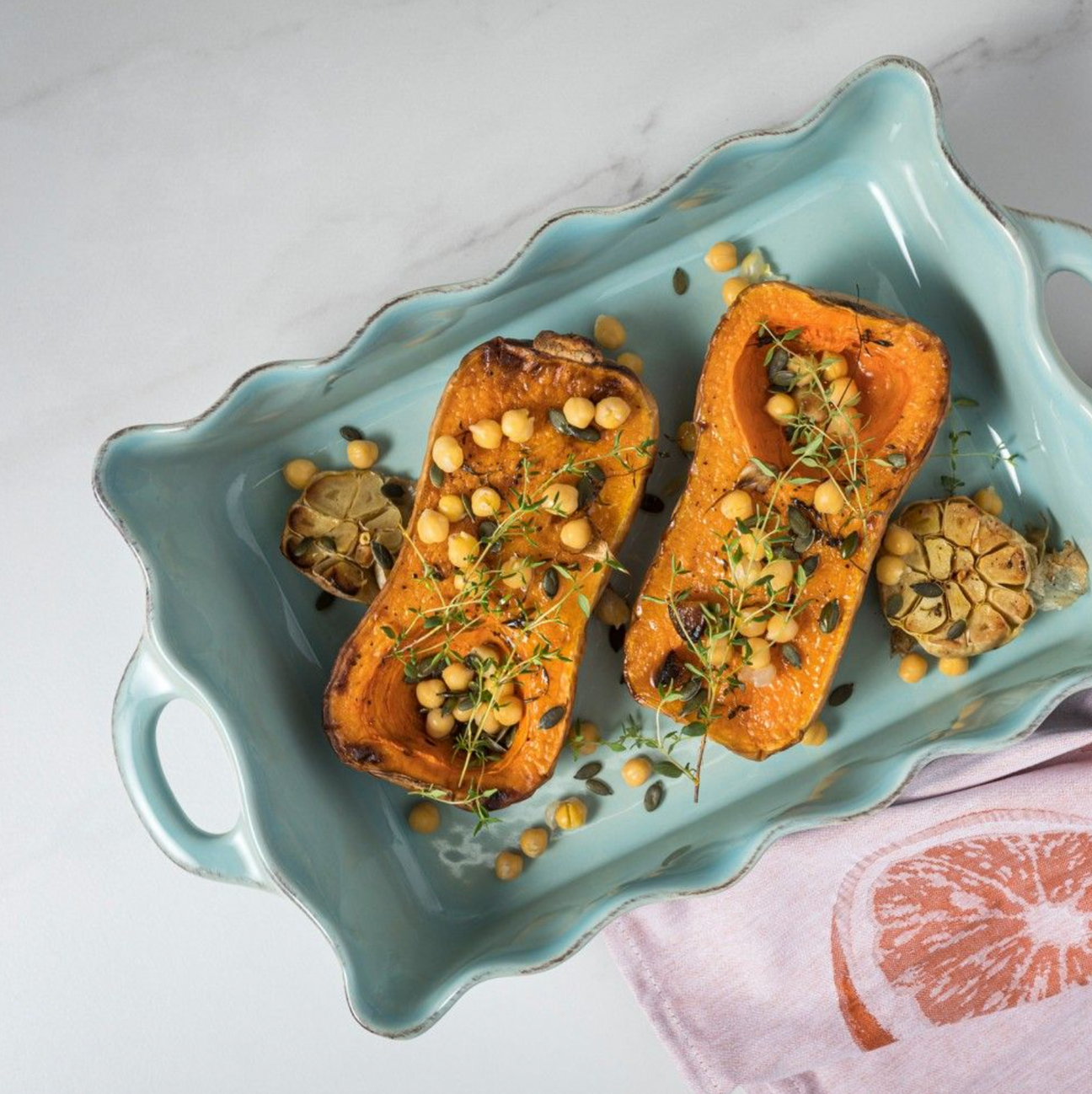 Casafina Cook & Host Ruffled Rectangular Baker, Robin's Egg Blue