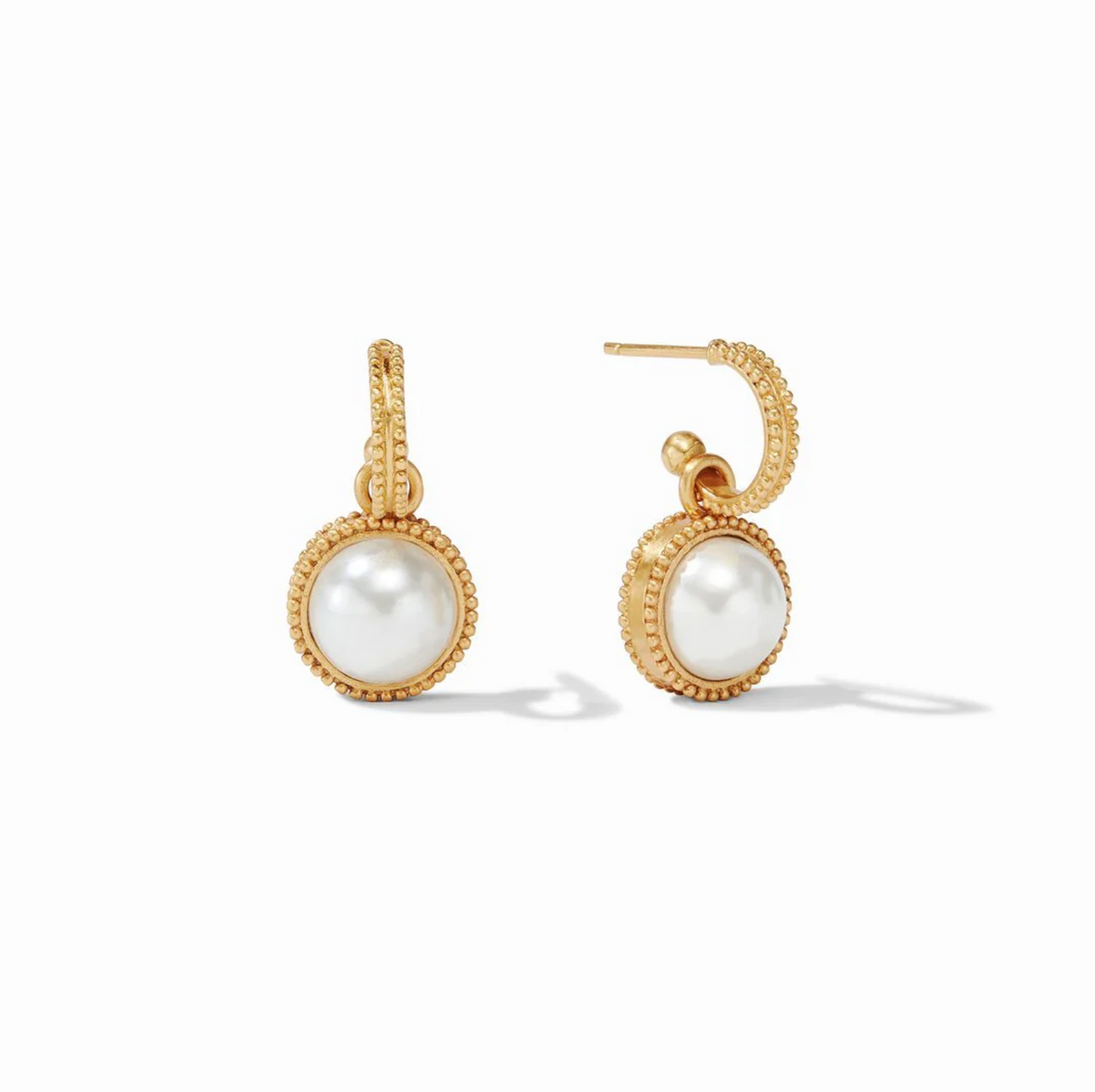 Julie Vos Fleur de Lis Hoop & Charm Earring, Pearl