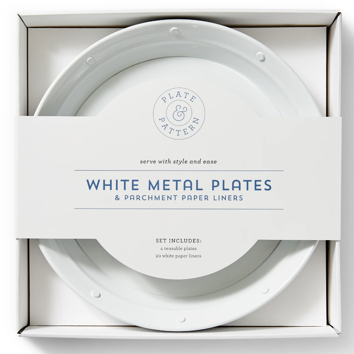 White Metal Plate & Parchment Paper Set
