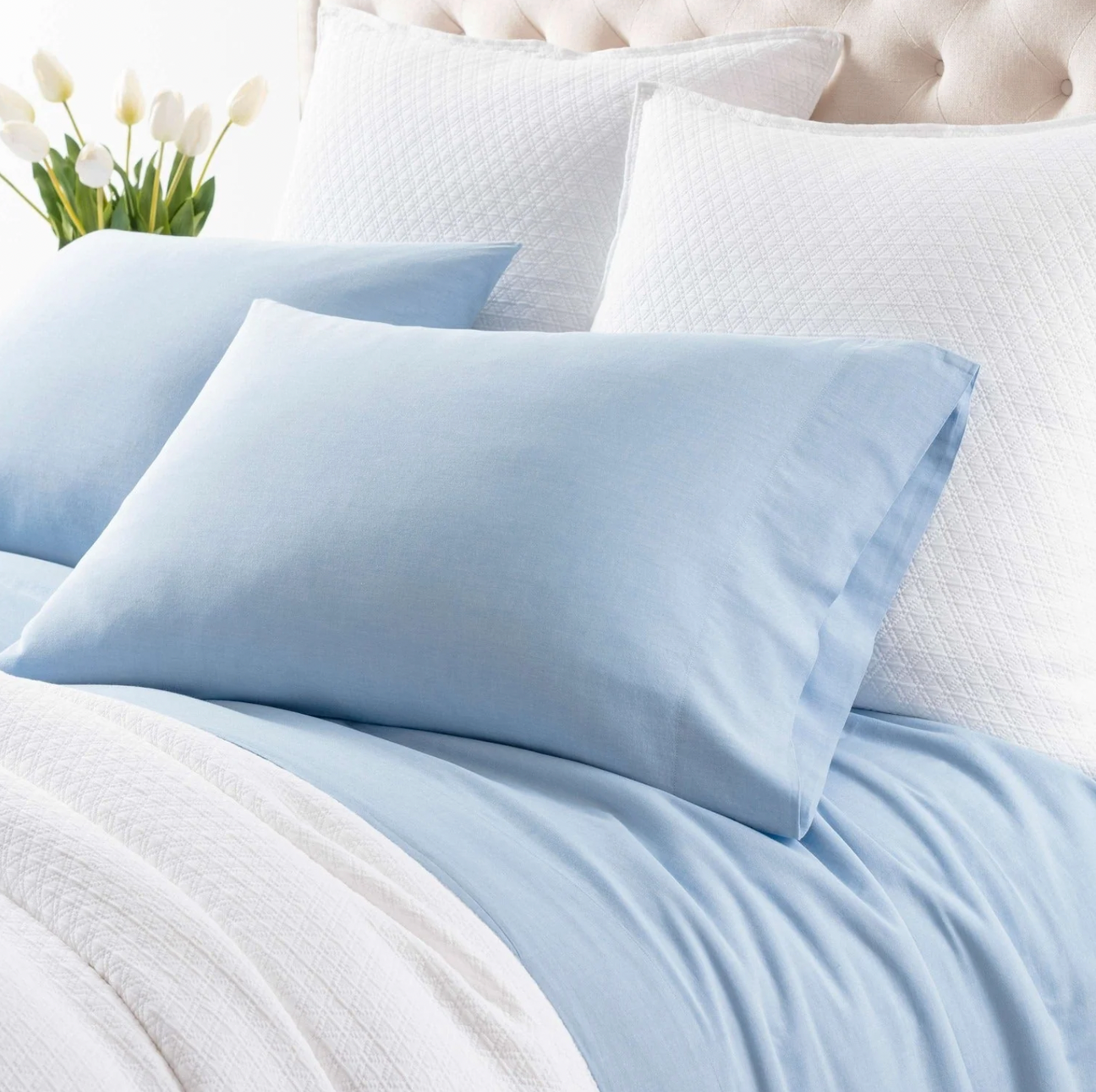 Pine Cone Hill Cozy Cotton French Blue Pillowcases