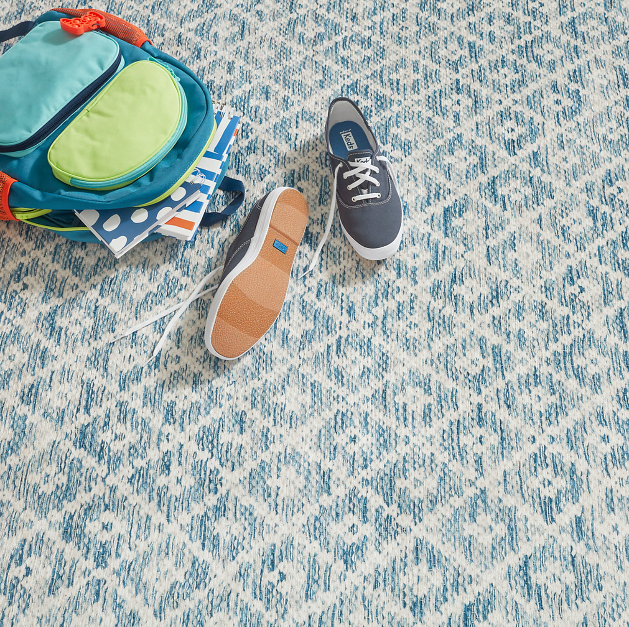 Dash & Albert Melange Diamond Blue Washable Rug