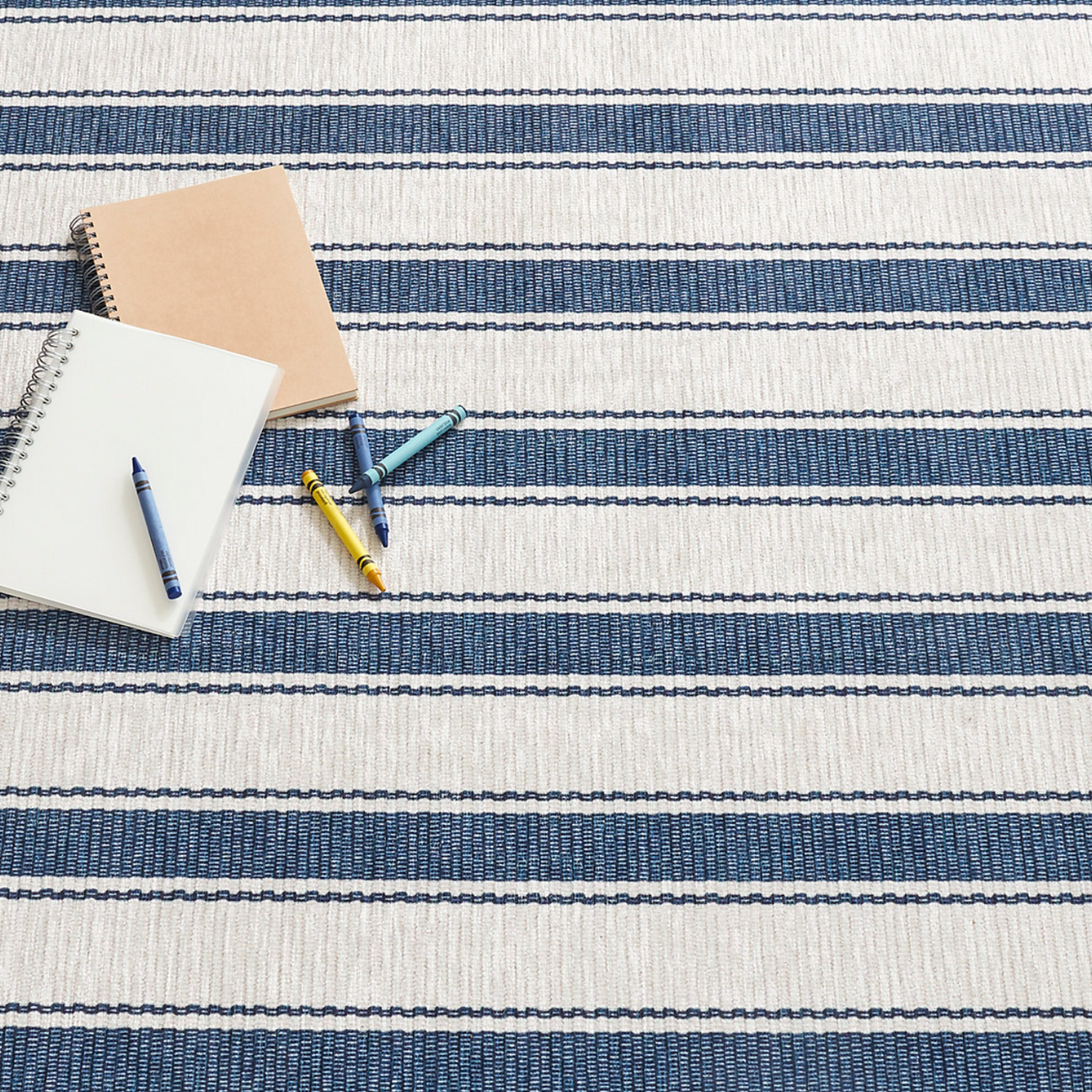 Dash & Albert Blue Awning Stripe Washable Rug