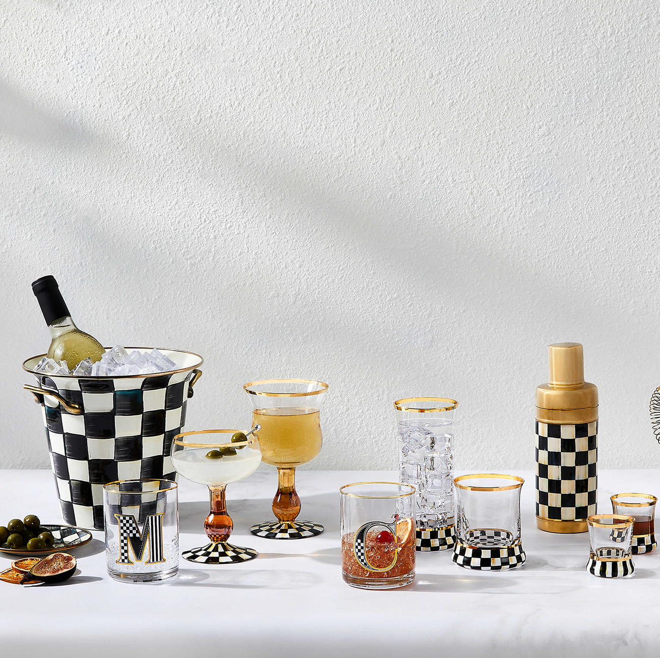 MacKenzie Childs Courtly Check Tumbler Glass