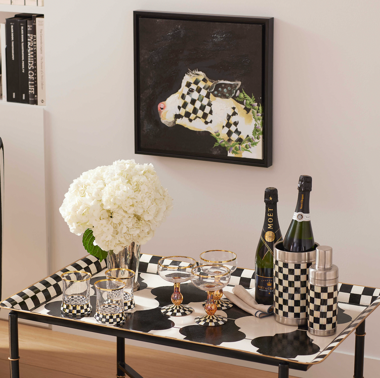 MacKenzie Childs Courtly Check Tumbler Glass
