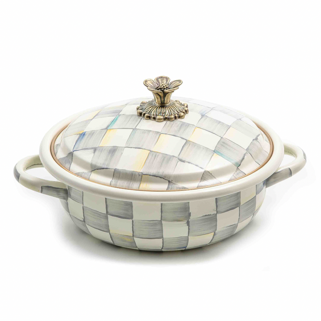 MacKenzie Childs Sterling Check Enamel Casserbole