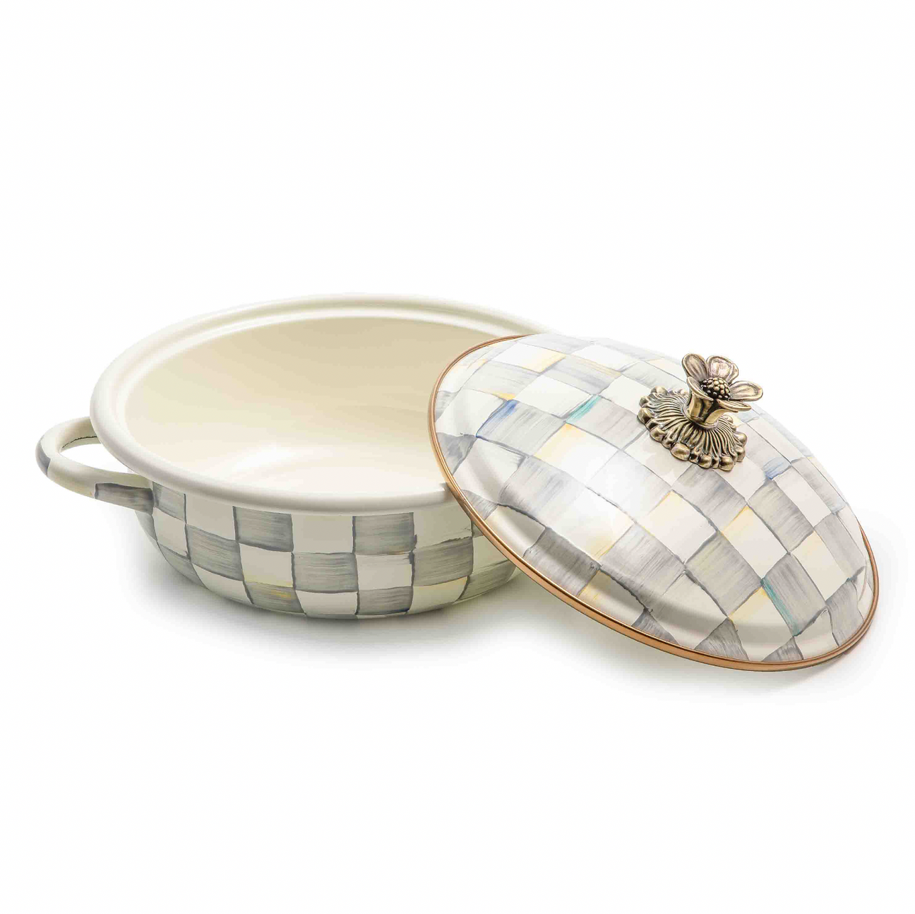 MacKenzie Childs Sterling Check Enamel Casserbole